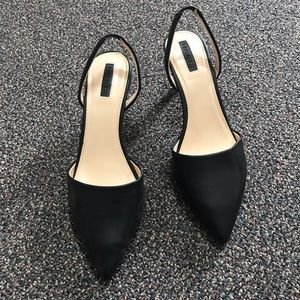 Forever 21 black sling back kitten heels